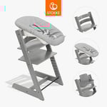 STOKKE® Tripp Trapp® Matstol bok Storm Grey inkl. Newborn Set™ Grey och Baby Set V2 Storm Grey