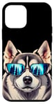 Coque pour iPhone 12 mini Husky drôle dans des lunettes de soleil propriétaire de chien Husky sibérien amoureux des chiens