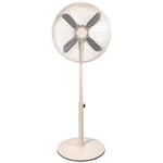 Russell Hobbs 16” Metal Pedestal Fan in Greige (Grey/Beige), 3 Speed Settings, Powerful Airflow, Ergonomic Design, Tilt and Oscillating Features, 4 Curved Blades, Up To 2 Years Guarantee, RHMPF1601GR