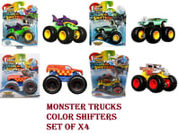 Monster trucks Hot Wheels 1:64 Scale off-road Colour Shifters Car Set of X4