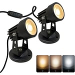 2-pack LED-spotlight för inomhusbruk, kompatibel med växter, 3 färger accentbelysning dimbar uppljus spotlight lampa med dimmerbrytare 2Pcs
