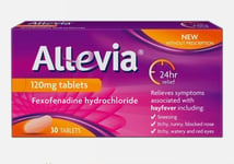 Allevia 120 mg Tablets Fexofenadine - Hayfever Allergy - 30 Tablets GSL