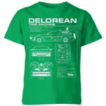 Back To The Future Delorean Schematic Kids' T-Shirt - Green - 3-4 Years - Green