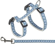 Trixie Kattsele+Koppel/10mm 27-45cm /13mm 1.20m grå/blå. -