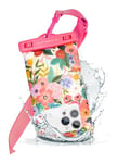 Rifle Paper Co. IP68 Floating Waterproof Phone Pouch/Case (Regular Size) Floating Waterproof Phone Case - iPhone 14 Pro Max/ 13 Pro Max/ 12 Pro Max/ 11/ S23 - Detachable Lanyard - Garden Party Blush