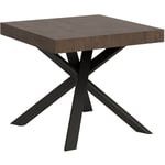 Itamoby - Table extensible 90x90/194 cm Clerk Plateau Noyer - Pieds Anthracite