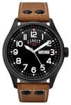 Limit 5492.01 Men's Brown PU Leather Strap Black Dial Watch