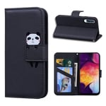 Norn Samsung Galaxy A50 leather Wallet Case,A50s Cartoon folio Phone Case with Kickstand Folding Stand PU A30s wallet case shokproof Flip Cover Protective Case with Card Slots Magnetic Closure,Black