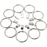 (Silver) 20 st gardinringar med klämmor, rostfria gardinringar med klämmor för gardinfotodekoration, innerdiameter 38 mm.
