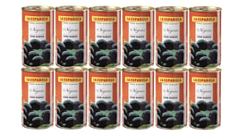 Black Olives with Seed- 185gr Pack of 12 cans Made in Spain