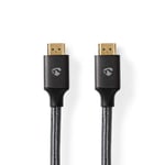 Nedis High Speed ​​HDMI ™ Kaapeli Ethernet | HDMI™ liitin | HDMI™ liitin | 4K@30Hz | ARC | 18 Gbps | 10.00 m | Pyöreä | Puuvilla | Gun Metal Harmaa | Kuorilaatikko