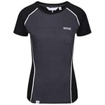 Regatta Tornell II T-Shirt Respirant, mérinos TechWool, Manches Courtes, t-Shirt/Polo/Vests, Femme, Ash/Black, Couleur: Cendre/Noir, Taille: 38