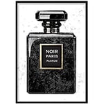 Artze Wall Art Noir Paris Perfume Bottle Splashes Poster, 61 cm Width x 91 cm Height, Black Marble