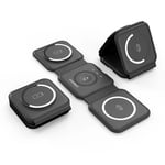Choetech T588-F 3-in-1 Foldable Magnetic Wireless Charger Station Black for Apple