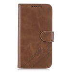 Samsung Galaxy A21s Flip Case, Premium PU Leather Shockproof Notebook Wallet Protective Cover with Card Holder Magnetic Closure Stand Soft TPU Bumper Slim Shell for Samsung A21s Phone Case, Brown