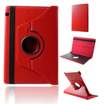 Huawei MediaPad T5 roterande  tablett skyddsfodral av syntetläder med litchifrukts textur - Röd