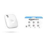 Tile Mate (2022) Bluetooth Item Finder, Pack of 1, 60 m finding range, Find your Keys, Remotes and More, White & Amazon Basics CR1632 Lithium Coin Battery, 6-Pack