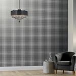 Country Tartan Check Hessian Fabric - Dark Grey 294900 - Arthouse Wallpaper