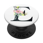 Cute Floral Initial Letter E Monogram on White PS20049 PopSockets PopGrip: Swappable Grip for Phones & Tablets