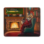 Funny Cat in a Chair with Blanket Drink Hot Tea Rectangle Non Slip Rubber Mouse Pad Gaming Mousepad Mat for Office Home Woman Man Employee Boss Work with Designs