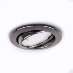 MiniSun Black Chrome Tiltable Steel Ceiling Recessed Spotlight Downlight - Complete with 1 x 5W GU10 Cool White LED Bulb