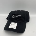 Nike Mens Heritage 86 Essentials Black White Swoosh Tick Hat Cap New 943091-101