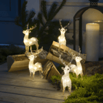 5 reinsdyr med varmhvit LED IP44