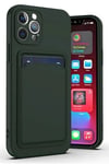 Silikone cover med kortholder til iPhone 14 Pro Max - Mørk Grøn