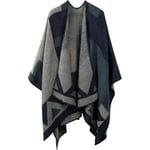 Wrap Poncho Sjal - Höst Öppen Framkappa Vindtät Stickad Ullkappa Filt Cape Sjal Oversized Vinterfilt Vändbar Sjal Tjock Kofta