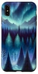 Coque pour iPhone XS Max Magic Night Forest Mountains Aurore Borealis