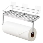 Joejis Paper Roll Holder with Shelf, Wall Mounted Space Saving Design, Great for Kitchen Roll Holder Under Cabinet Position, Spice Rack, Cleaning Products Holder Stainless Steel