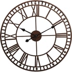 FFYN Outdoor Garden Wall Clock Large Weatherproof with Roman Numerals Diameter 60.3cm x H 4cm (Bronze),Brown