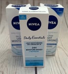*NEW* 3 x NIVEA 50ml Daily Essentials Light Moisturising Day Cream  SPF15