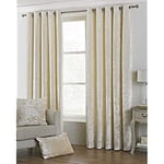 Riva Paoletti Verona Ringtop Eyelet Curtains (Pair) - Ivory Cream - Velvet Feel - Crushed Velvet Look - Ready Made - 100% Polyester - 168cm width x 137cm drop (66" x 54" inches) - Designed in the UK