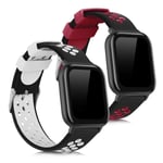kwmobile Watch Bands Compatible with Huami Amazfit GTS/GTS 2 / GTS 2e / GTS 3 - Straps Set of 2 Replacement Silicone Band - Black/White/Black/Red