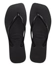 Havaianas Square Toe Flip Flops - Black, Black, Size 5, Women