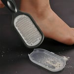 Foot File Hard Dead Skin Callus Remover Rasp Scraper Scrubber + Flakes Storage