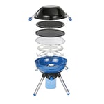 Campingaz Party Grill 400 CV, Camping Stove and Grill, All-in-One Portable Camping BBQ, with Griddle, Grid and Pan Support, Lid Doubles as Wok, Blue