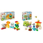 LEGO DUPLO My First Animal Train Toy for Toddlers, Creative Bricks Learning Set with Rooster, Horse & DUPLO Town Caring for Bees & Beehives, Kids’ Learning Toy with Drivable Truck