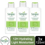 3 Pack Simple Kind to Skin Hydrating Light Moisturiser for Sensitive Skin, 125ml
