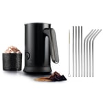 Salter Chocolatier Hot Chocolate Maker Milk Frother With 8 Metal Drinking Straws