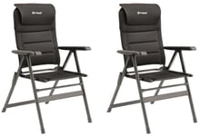 2 x Outwell Kenai Adjustable Folding Camping Caravan Motorhome Chairs (Black)