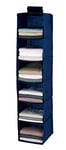 WENKO Rangement penderie à Suspendre Air, Penderie Tissus avec 6 Compartiments de Rangement à Suspendre au Portant à vêtement, Polypropylène, 30x120x30 cm, Bleu