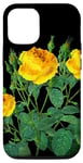Coque pour iPhone 13 Rose jaune vintage botanique florale pour femmes