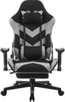 WOLTU Chaise Gaming Tissu Respirant pour l'été Ergonomique Fauteuil Gaming, Adultes Enfants Siege Gaming Gamer avec Repose-Pieds, Chaise Fauteuil Pivotant Bureau pour Livestream Noir+Gris