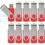 10-pack USB minnen USB 2.0 tumenhet Bulk-pack Snurrbar Memory Stick Vik lagring Jump Drive Zip Drive 10 Pack Red 8GB
