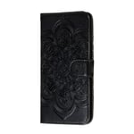 HAOTIAN Case for Samsung Galaxy S20 FE 4G/5G Wallet Cover, Pretty Retro Embossed Mandala Pattern Design PU Leather Flip Case, Samsung Galaxy S20 FE 4G/5G Shockproof Phone Cover, Black