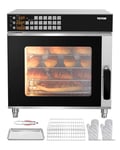 VEVOR Four à convection commercial, four de comptoir en acier inoxydable, 58 L, four grille-pain à 4 niveaux de 2800 W avec porte en verre trempé, grilles métalliques, gants et pince, pour restaurant