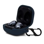 JELLO NELLO Silicone Cover case for Galaxy Buds Live (2020) Case Cover Accessory with Carabiner Keychain (Navy)