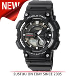 Casio Men's Analogue/Digital Watch│Black Resin Strap│3D Dial│World Time│Alarms